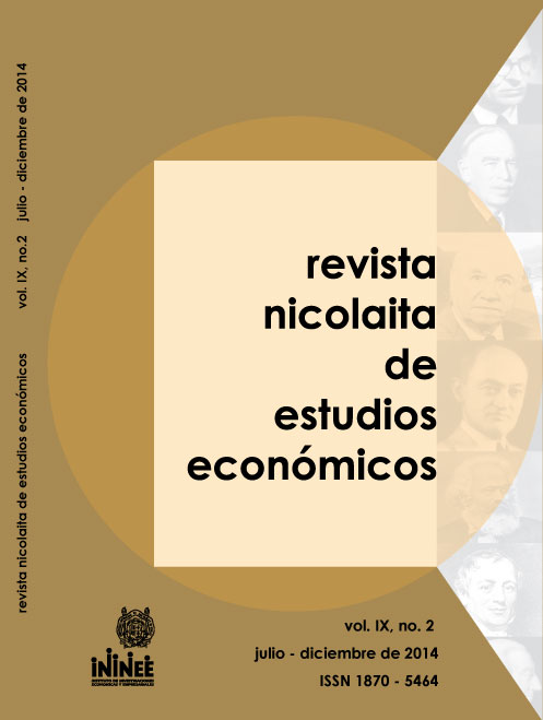 Portada de la Revista Nicolaita de Estudios Económicos Vol. IX, No. 2 Julio - Diciembre 2014