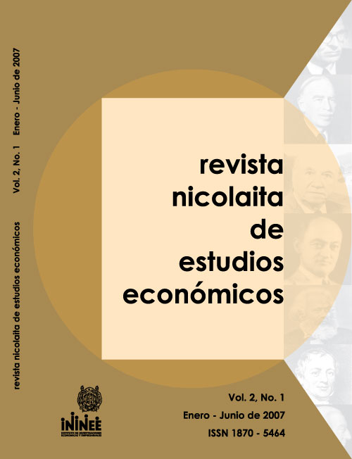 Portada de la Revista Nicolaita de Estudios Económicos Vol. II, No. 1 Enero - Junio 2007