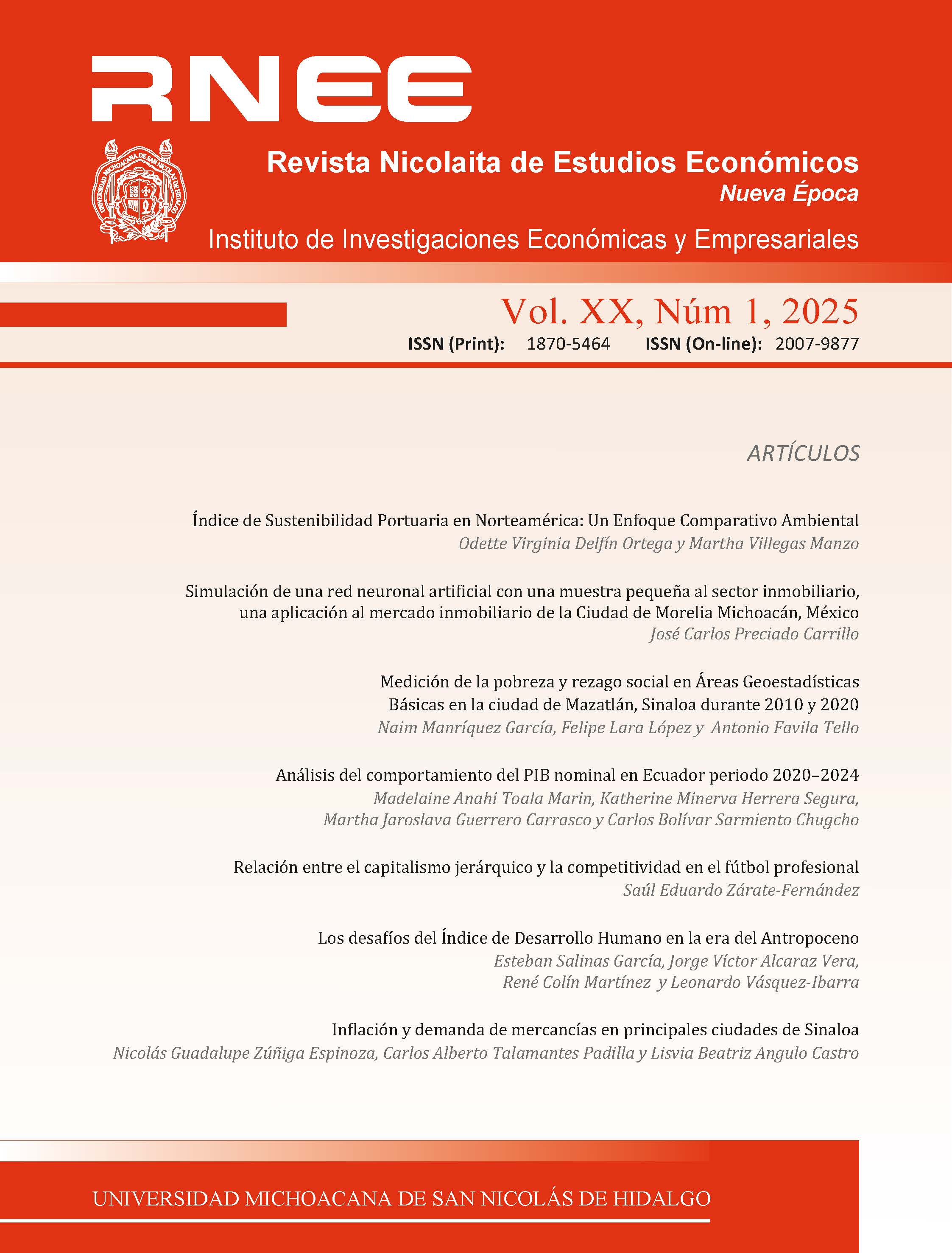 Portada de la Revista Nicolaita de Estudios Económicos Vol.XX, No. 1 Enero - Junio 2025