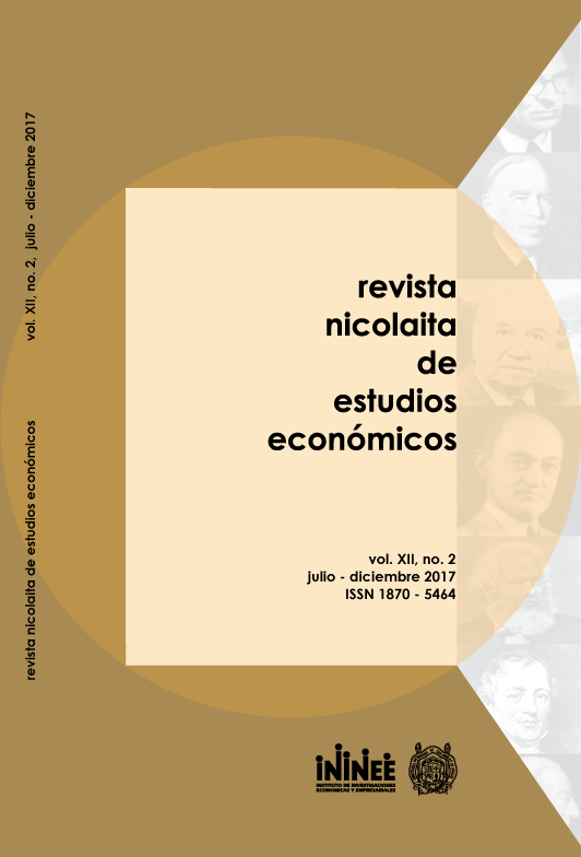 Portada de la Revista Nicolaita de Estudios Económicos  Vol. XII, No. 2 Julio - Diciembre 2017